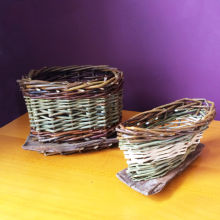 Mini baskets woven on to natural oak bark<br />17cm W<br /><br />&pound;15-&pound;20 dependent on size