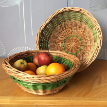 Willow fruit bowls, buff and green colour