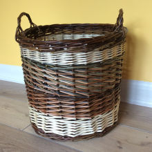 Large log basket in contemporary colouring and traditional handles. 37cm H x 40cm W