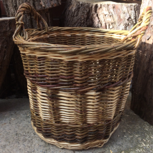 FOR SALE: &pound;50<br />Log basket in natural brown and white willow with side handles